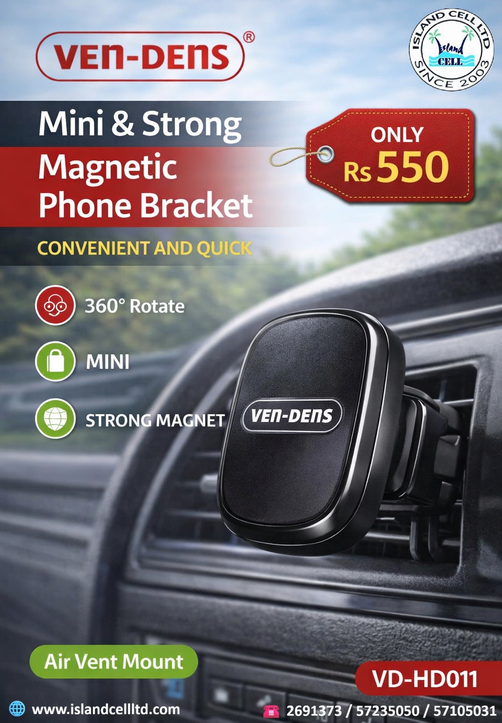 VEN‑DENS Mini & Strong Magnetic Phone Bracket VD-HD011